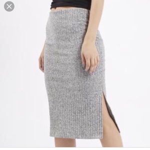 Topshop Ribbed Midi Pencil Skirt